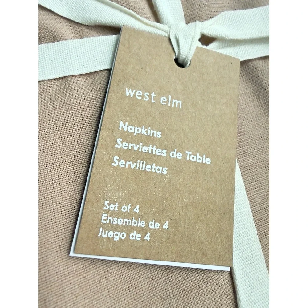 West Elm Napkins, Set of 16, Blake Floral & Picot Edge Burgundy NWT, Retail $176